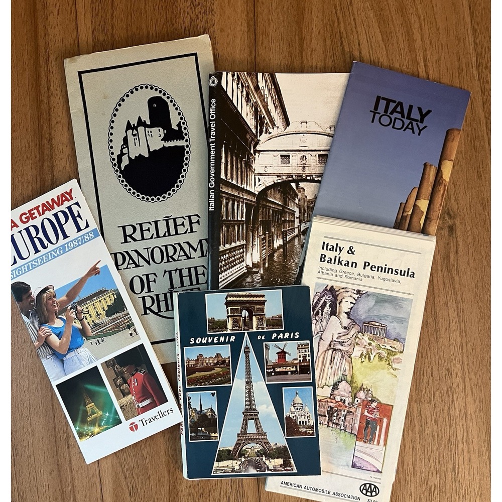 Europe Italy France Travel Brochures Vtg Ephemera Hotel & Other Guides Maps 6 pc